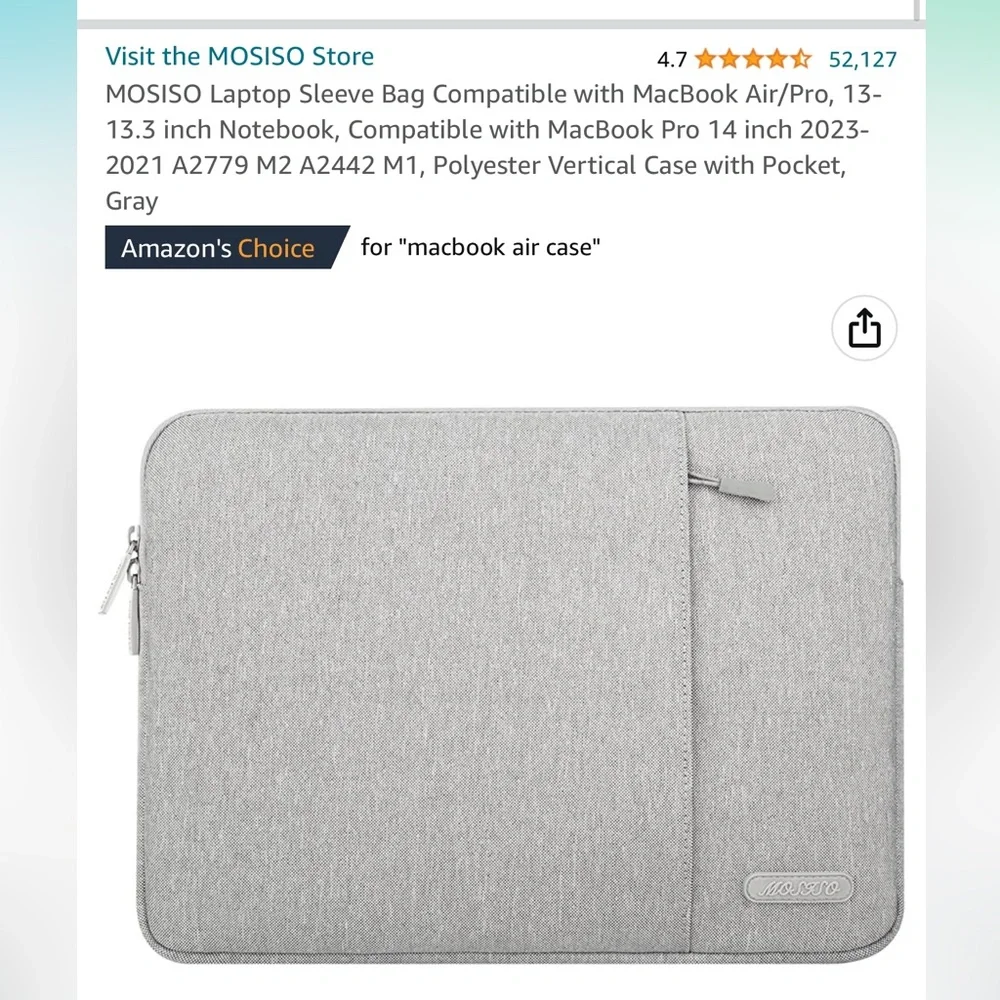 MOSISO Gray laptop sleeve